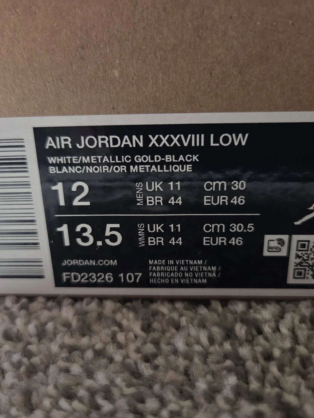 Air Jordan 38 Low White and Black Basketball Sneakers